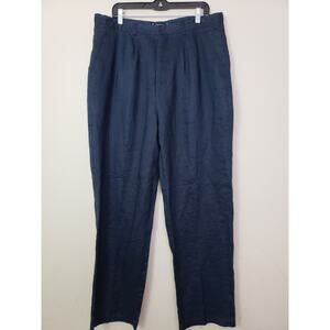 Godbody Collection Linen Trouser Pants Size XL Blue Lined Pleat Beach Vacation